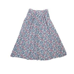 Vintage 70s blue and pink floral print midi skirt XXS